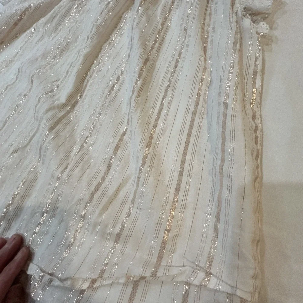 Boho western Hippie‎ Good Heart Matilda Jane mockingbird Ivory Stripe Metallic S - Picture 7 of 9